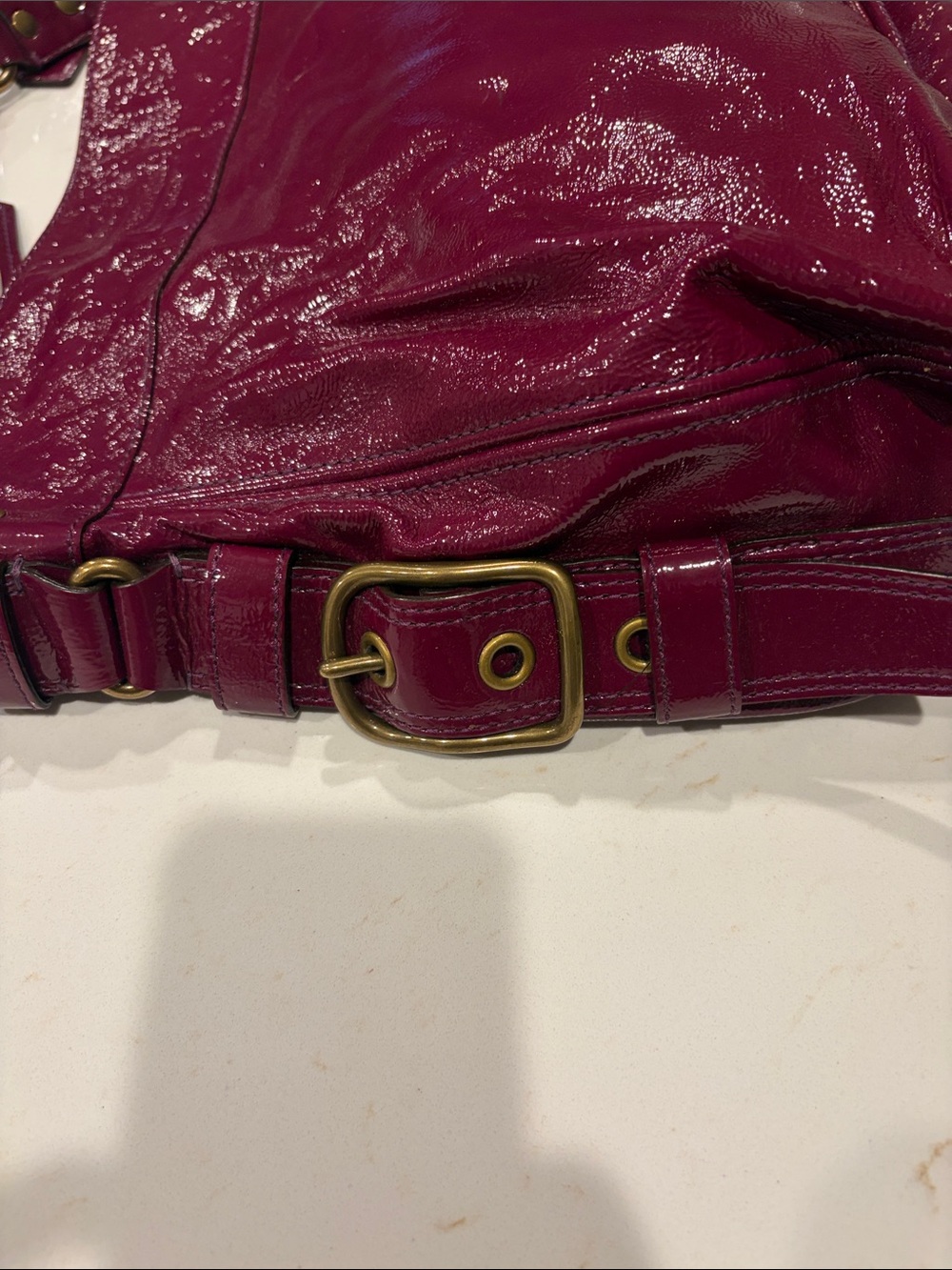 Coach Zoe Patent Leather Shoulder Bag - Wildberry - Picture 3 of 11